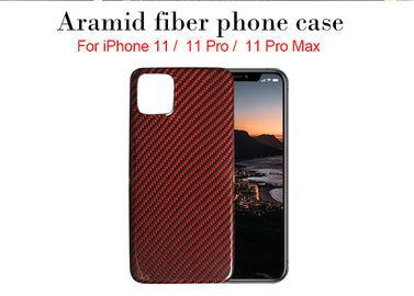Caisse brillante noire et rouge de couverture d'iPhone 11 d'Aramid de sergé